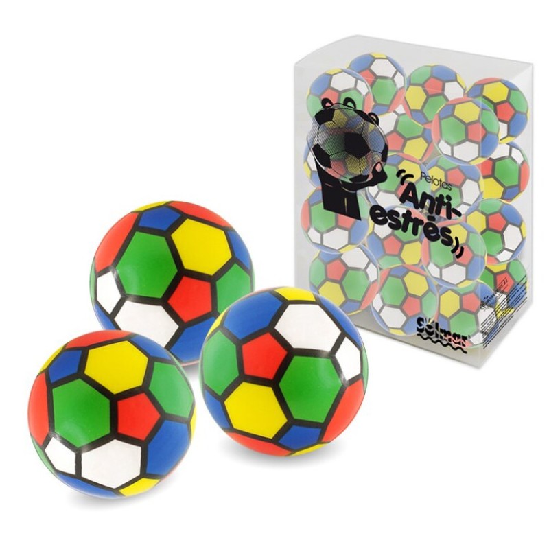 PELOTA ANTI ESTRÉS FÚTBOL MULTICOLOR 6,3 CM.