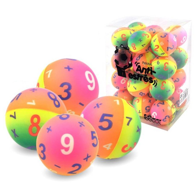 PELOTAS ANTI ESTRÉS NÚMEROS 6,3 CM.