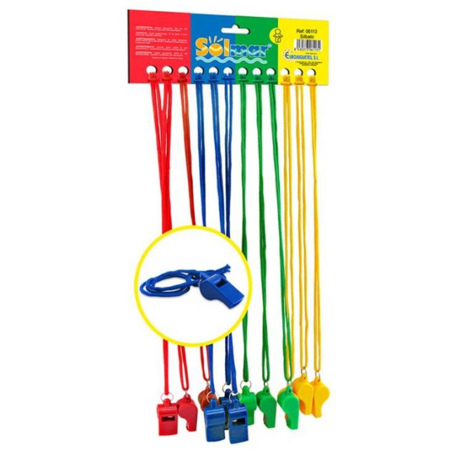 SILBATO CON CUERDA COLORES PLÁSTICO