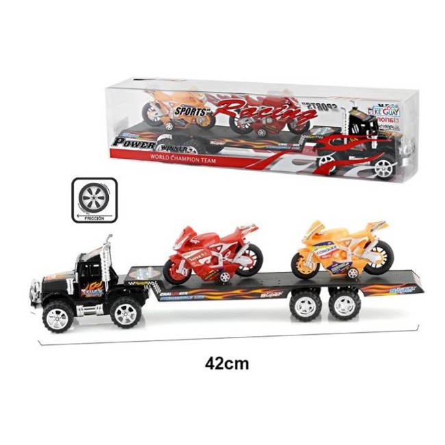 CAMIÓN CON REMOLQUE Y 2 MOTOS FRICCIÓN