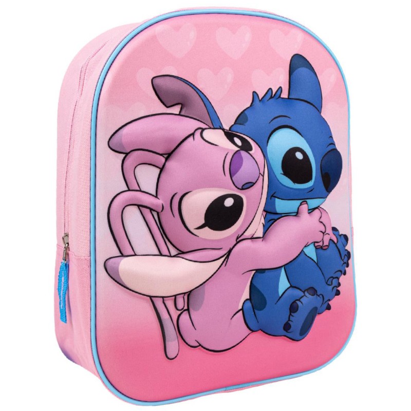 MOCHILA 3D RELIEVE STITCH / ANGEL 31 CM. FRONTAL