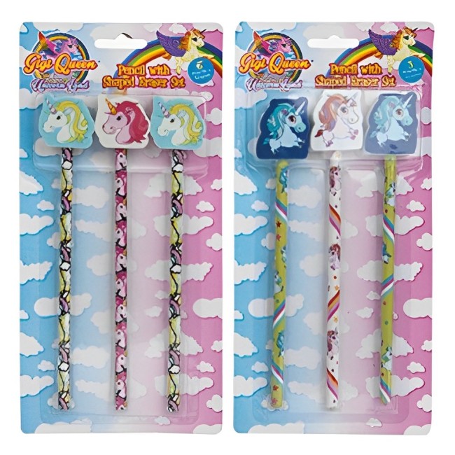 SET 3 LÁPICES CON GOMA UNICORNIO 2