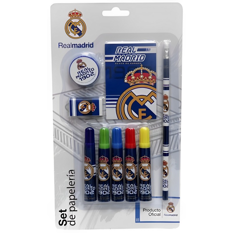 SET PAPELERÍA REAL MADRID 9 PCS.