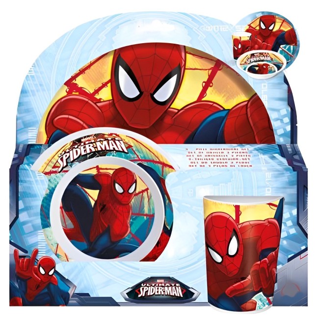 SET 3 PCS. MELAMINA SPIDER-MAN (PLATO, CUENCO Y VASO)