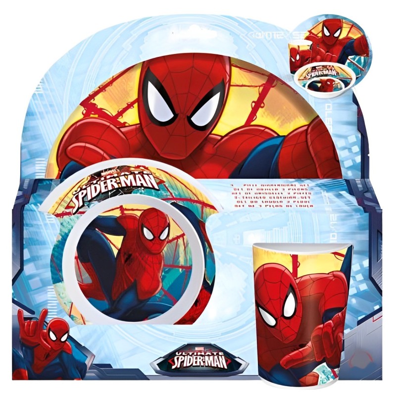 SET 3 PCS. MELAMINA SPIDER-MAN (PLATO, CUENCO Y VASO)