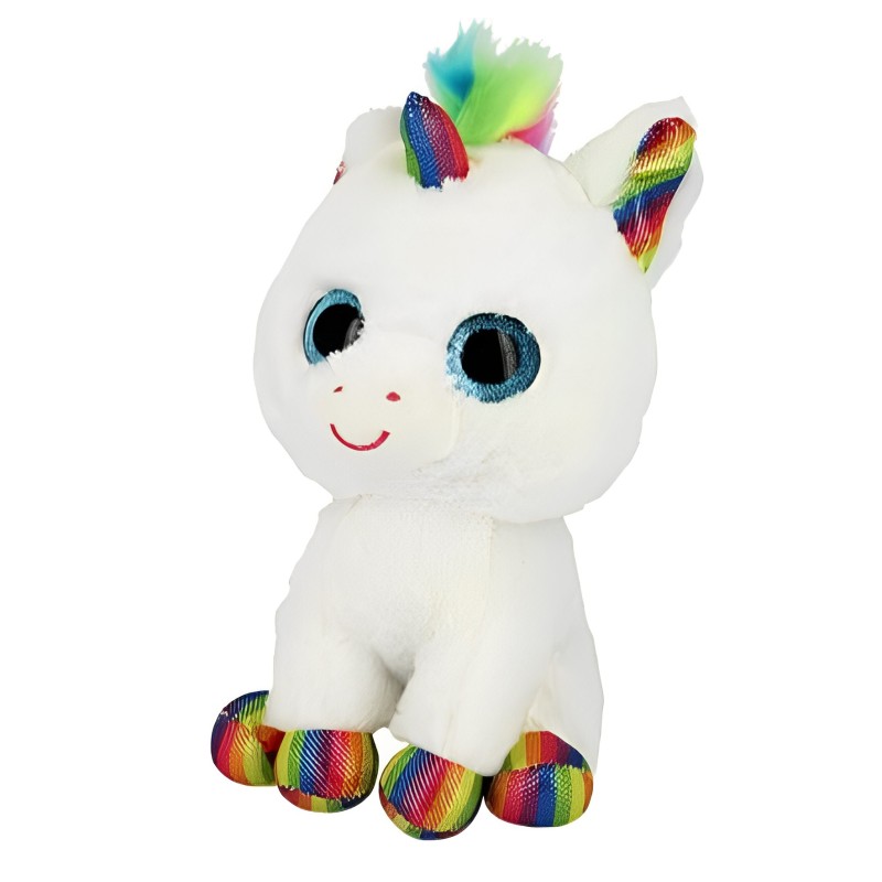 PELUCHE OJOS CRISTAL UNICORNIO 19 CM.