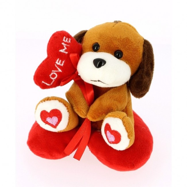 PELUCHE PERRO CON CORAZÓN 12 CM.