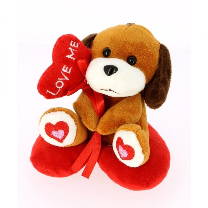 PELUCHE PERRO CON CORAZÓN 12 CM.