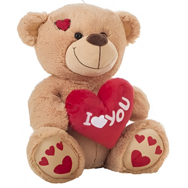 PELUCHE OSO CORAZÓN HUELLAS 25 CM.