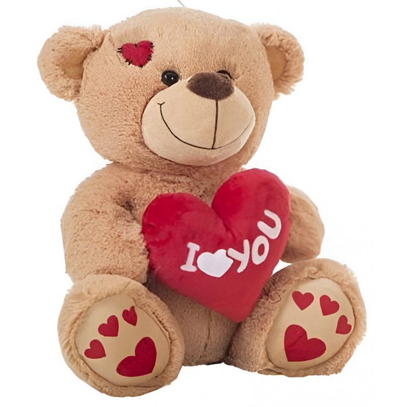 PELUCHE OSO CORAZÓN HUELLAS 25 CM.