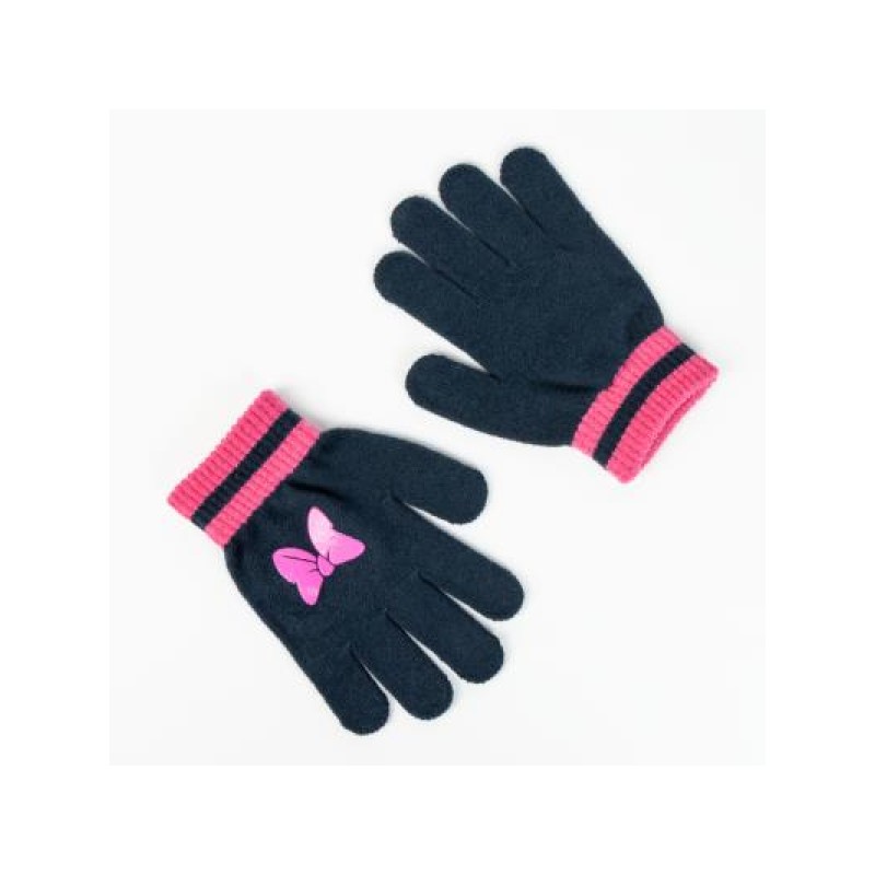 Guantes azul marino con lazo rosa de Minnie a juego