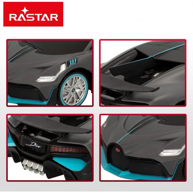 Coche teledirigido Bugatti Divo de Rastar a escala 1:24 color gris y azul 2