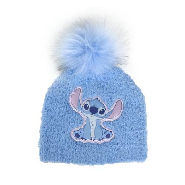 GORRO INVIERNO STITCH DISNEY CON POMPÓN TACTO PELUCHE AZUL