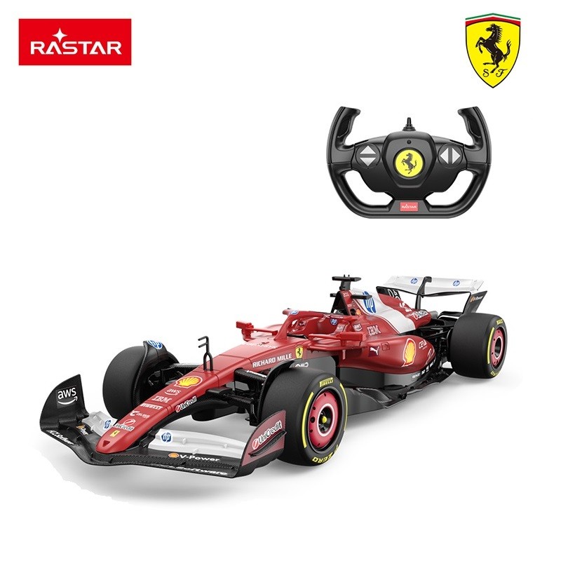 Coche radiocontrol Ferrari F1 SF-25 escala 1:12 de Rastar con mando de dirección y detalles oficiales de la Scuderia Ferrari