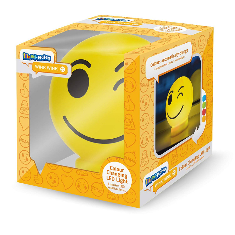 LÁMPARA LED DISTINTOS COLORES EMOTICONO "GUIÑO" 12X11